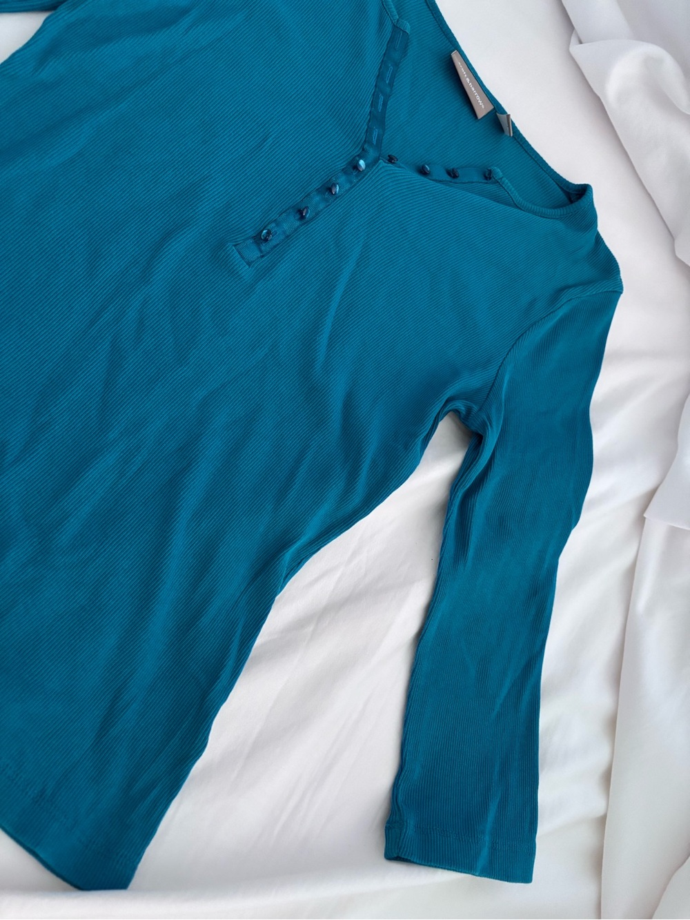 croft & barrow Teal Long Sleeve Henley Top